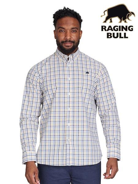 Raging Bull Yellow Long Sleeve 100% Cotton Micro Gingham Shirt (AD0856) | 292 LEI - 333 LEI
