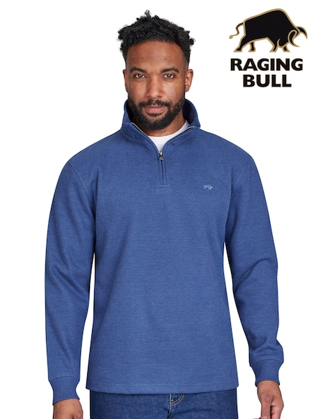 Raging Bull Blue Classic French Rib Quarter Zip Sweatshirt (AD0895) | €113 - €127