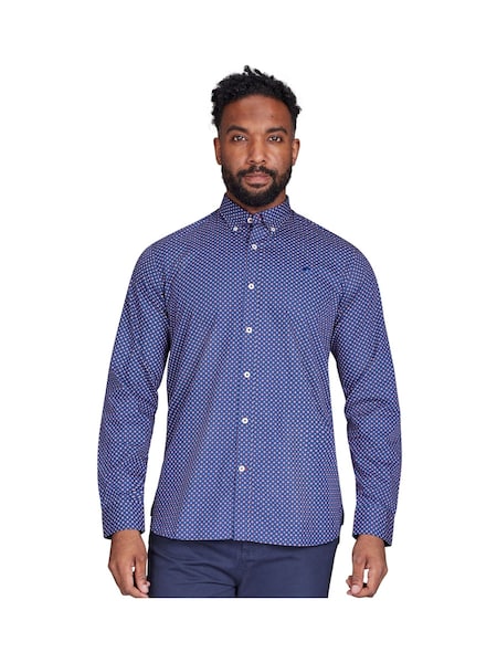Raging Bull Blue Long Sleeve Geo Print 100% Cotton Shirt (AD0898) | AED204 - AED233