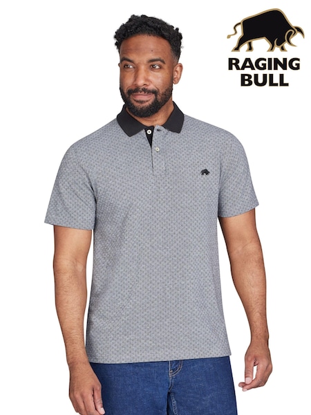 Raging Bull Jaquard Pique 100% Cotton Black Polo Shirt (AD0902) | AED174 - AED189