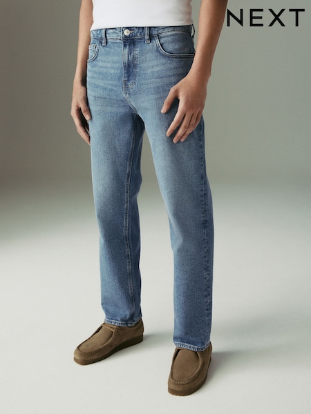 Синий - Прямой крой - Vintage Wash Denim Jeans (AD0973) | €32
