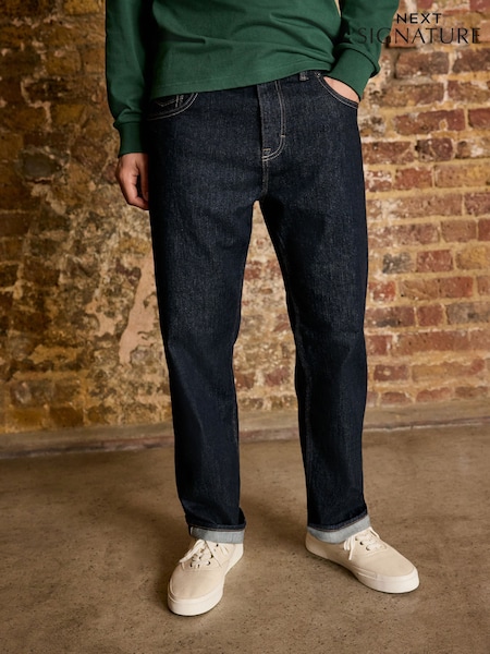 Blue Indigo Rinse Straight Fit Signature Japanese Selvedge Denim Jeans (AD0976) | €86