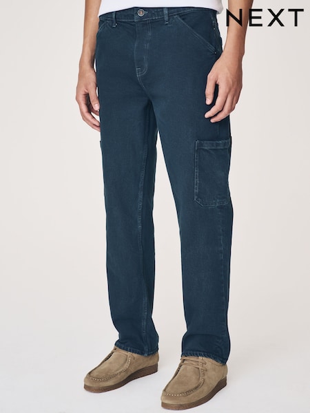 Dark Blue Denim Cargo Jeans (AD0995) | $50