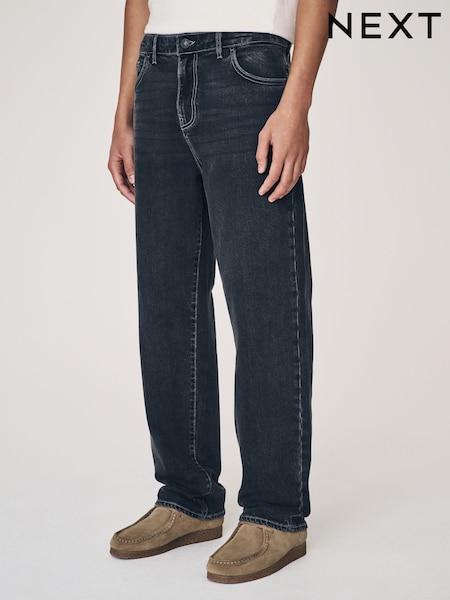 Washed Black Relaxed Fit Vintage Wash Denim Jeans (AD0998) | €32