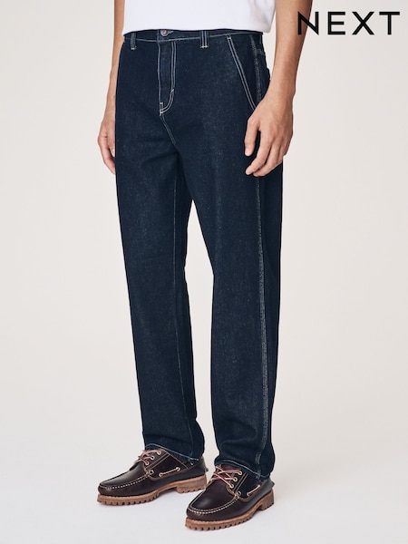 Albastru Clătire indigo - Blugi Carpenter din denim (AD1004) | 216 LEI