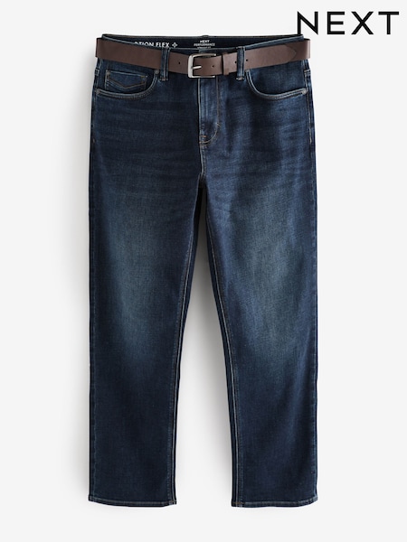 Modra srednje dolga indigo - Raven kroj - Belted Motionflex Jeans (AD1008) | € 48