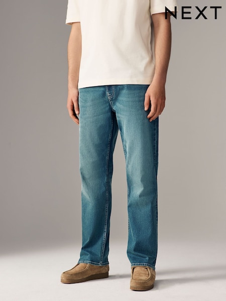 Blue Light Tint Straight Fit Classic Stretch Jeans (AD1032) | $39