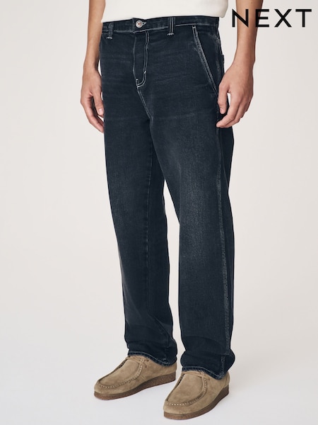 Black Washed Denim Carpenter Jeans (AD1049) | R$ 305