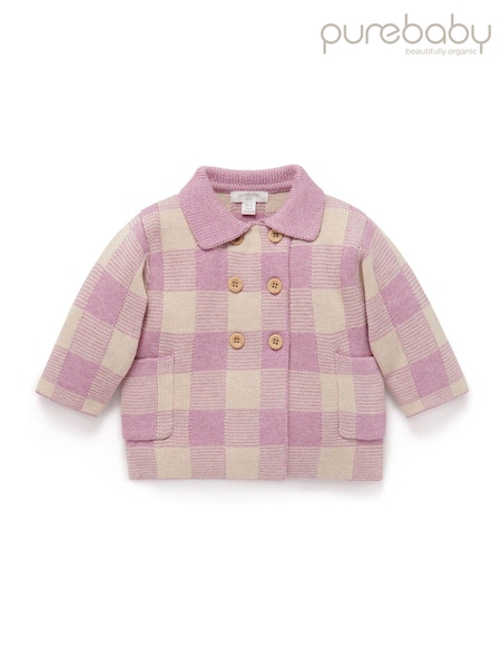 Purebaby Pink Knitted Check Jacket (AD1062) | AED116