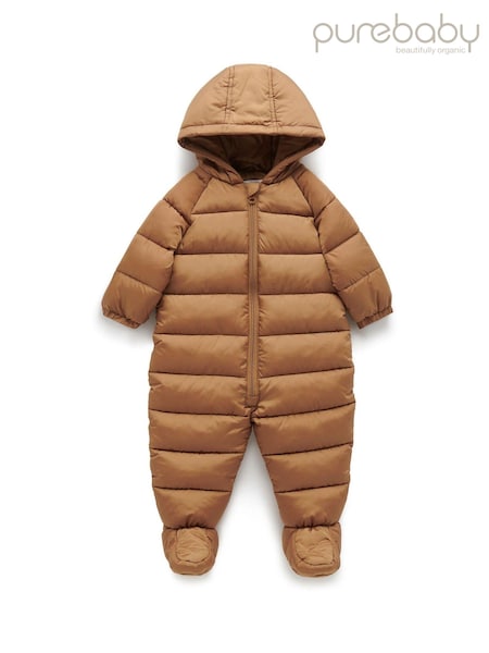 Purebaby Brown Water Resistent Padded Zip Up Pramsuit (AD1077) | AED145