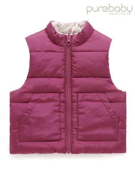 Purebaby Dark Pink Water Resistent Reversible Gilet (AD1086) | AED81