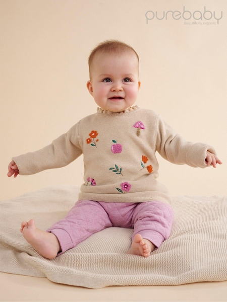 Purebaby Cream Autumn Flower Jumper (AD1089) | €24