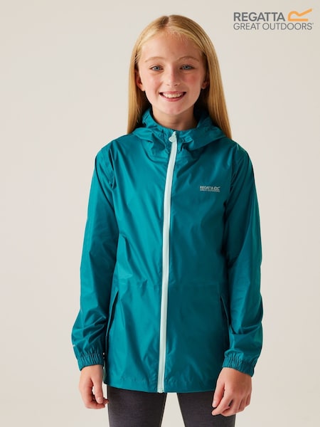 Türkiz KÉK - Regatta Kids Waterproof Pack It Jacket III (AD1099) | 13 010 Ft