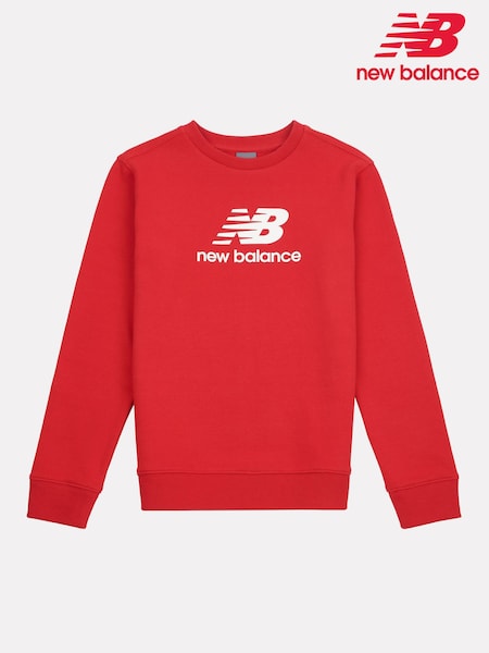 New Balance Red Dark Kids French Terry Stacked Logo Crew 100% Cotton Sweatshirt (AD1109) | AED233 - AED280
