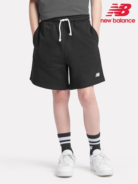 Musta - New Balance Kids French Terry Small Logo 100% Cotton Shorts (AD1113) | €55 - €66