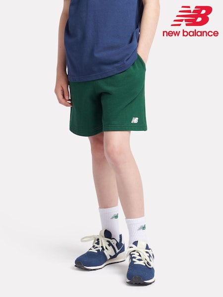 Verde - New Balance Kids French Terry Small Logo 100% Cotton Shorts (AD1121) | 50 € - 59 €
