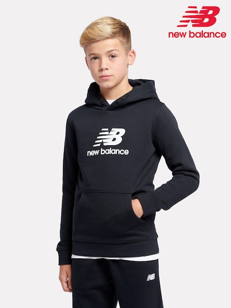 New Balance Black Boys Brush Back Stacked Logo Hoodie (AD1134) | ₪226 - ₪272