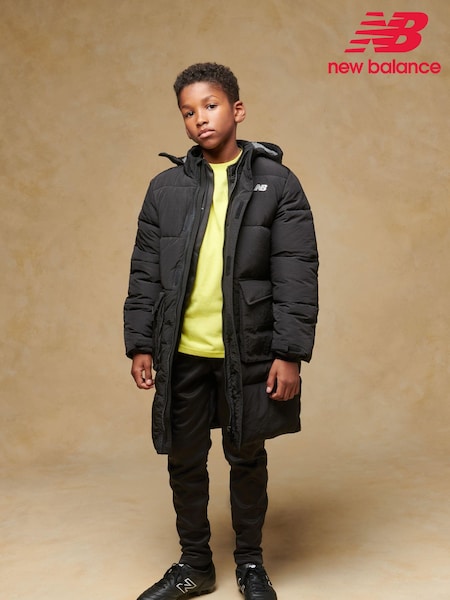 New Balance Black Boys Longline Puffer Coat (AD1135) | ₪629 - ₪754