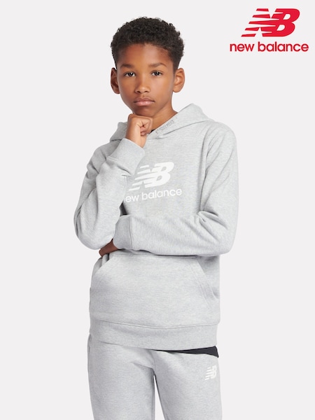 New Balance Grey Kids French Terry Stacked Logo 100% Cotton Hoodie (AD1139) | ₪226 - ₪272