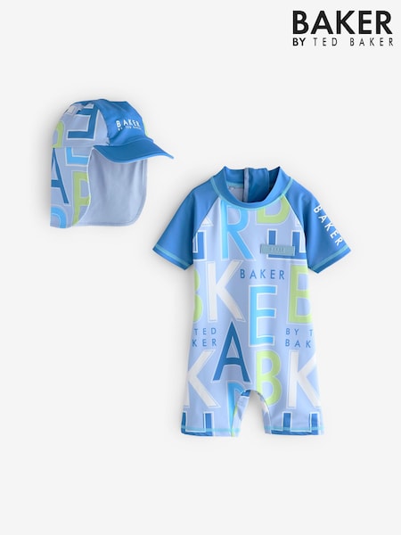 Baker by Ted Baker Blue Sunsafe Swimsuit and Hat Set (AD1146) | AED156 - AED167