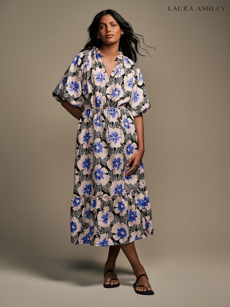 Laura Ashley Cream Kelby Floral Puff Sleeve Midaxi Dress (AD1603) | €64