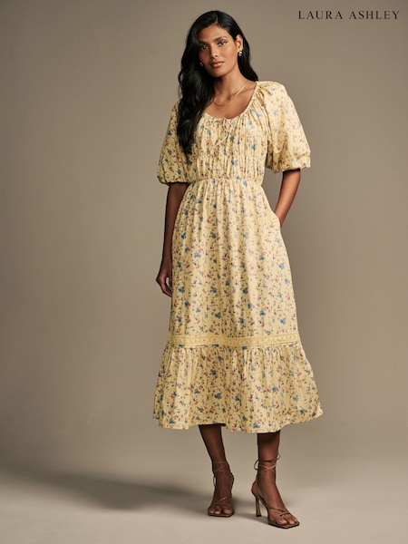 Laura Ashley 100% Cotton Priory Floral Ditsy Midaxi Dress (AD1619) | 484 LEI