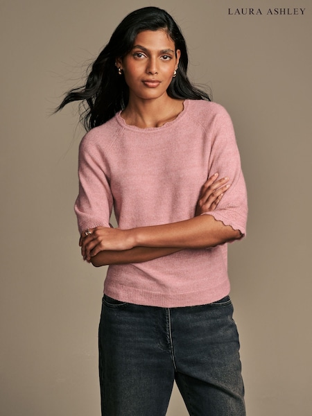 Laura Ashley Pink Scallop Pointelle Knitted Top (AD1638) | ₪181