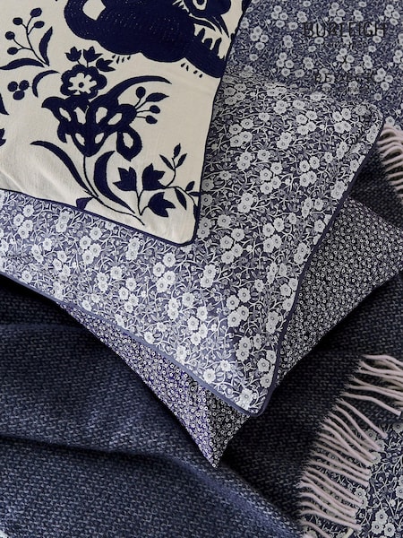 Burleigh X Bedeck Of Belfast Blue Calico 100% Cotton Standard Pillowcase Pair (AD1651) | ₪141