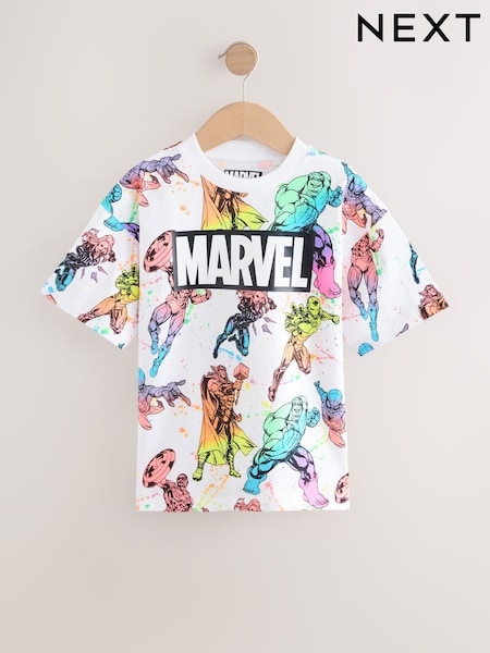 White Fluro 100% Cotton Marvel Avengers License Short Sleeve T-Shirt (3-16yrs) (AD1669) | 64 QAR - 79 QAR