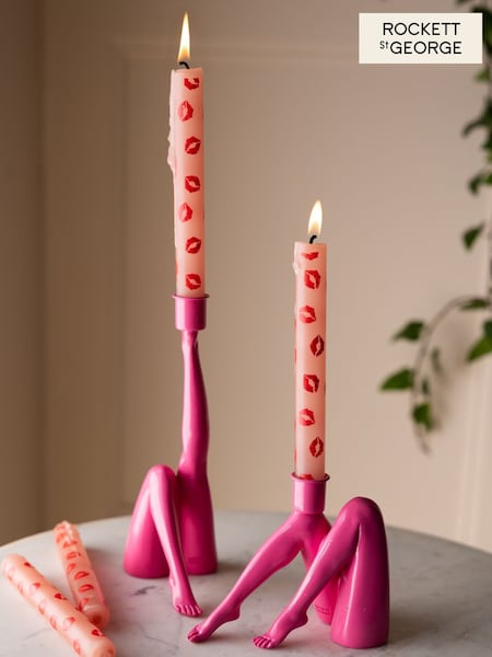 Rockett St George Set of 4 Bright Pink/Red Lips Dinner Candles (AD1690) | €16