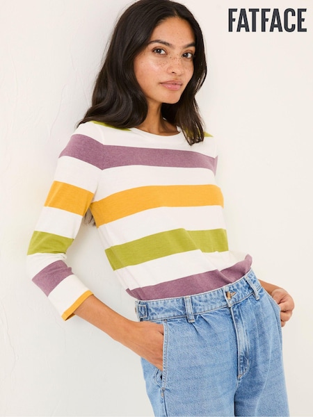 FatFace Natalie Ivory 3/4 Sleeve 100% Cotton Top (AD1775) | 1,772 UAH
