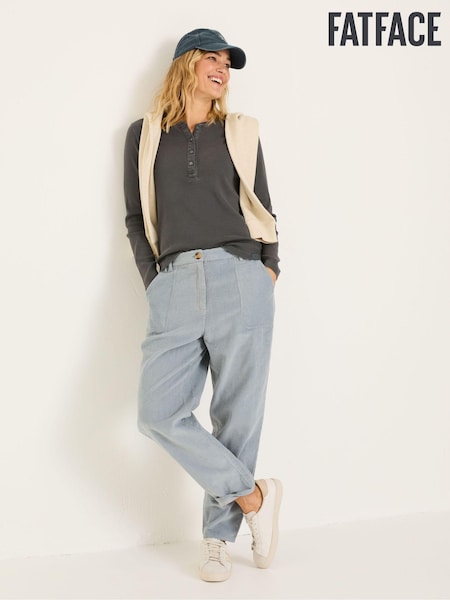 FatFace Hettie Charcoal Grey Rib Henley Top (AD1781) | €39