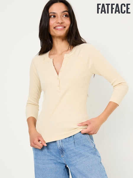 Vaaleanruskea - FATFACE Ribbed Henleys toppi (AD1782) | €46