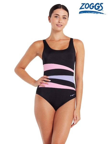 Zoggs Sumatra Adjustable Scoopback Tummy Control Black Swimsuit (AD1812) | €35