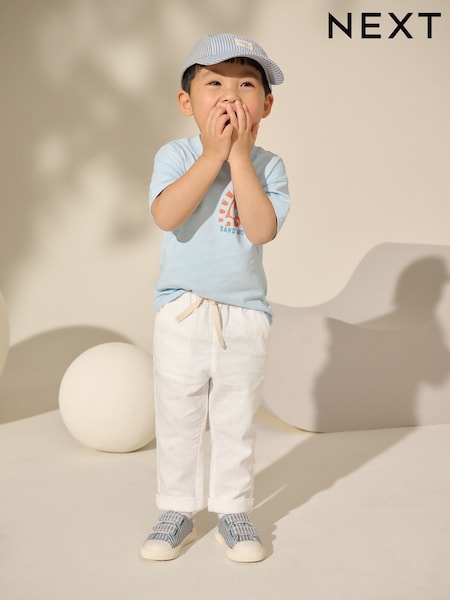 أبيض - Linen Blend Trousers (3mths-7yrs) (AD1820) | ‏41 د.إ.‏ - ‏ 51‏ د.إ.