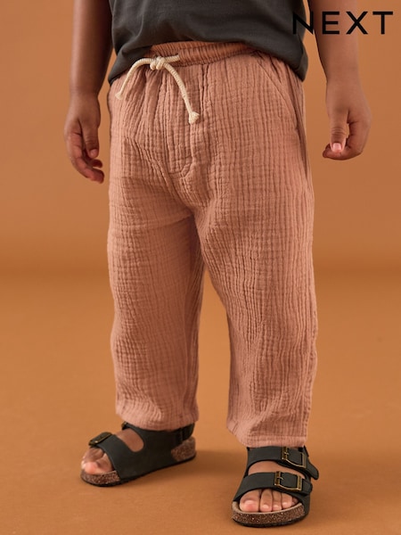 Rust Brown Soft Textured 100% Cotton Trousers (3mths-7yrs) (AD1822) | $19 - $23
