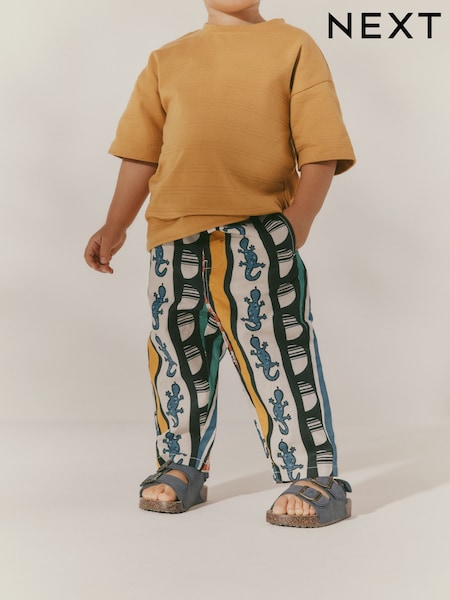 Multi Printed Wide Leg Linen Blend Pull On Trousers (3mths-7yrs) (AD1825) | R$ 110 - R$ 125
