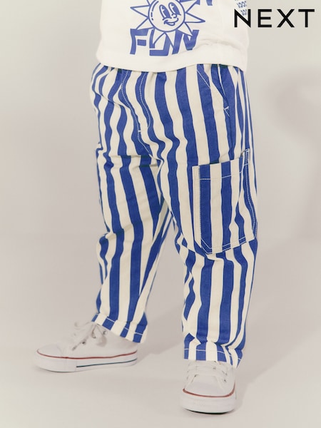 Blau Weiss Gestreift - Side Pocket 100% Cotton Pull On Trousers (3mths-7yrs) (AD1827) | 13 € - 16 €