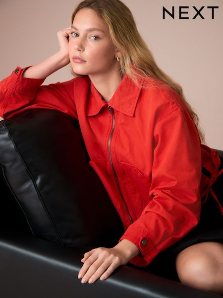 Red 100% Cotton Worker Jacket (AD1897) | €43