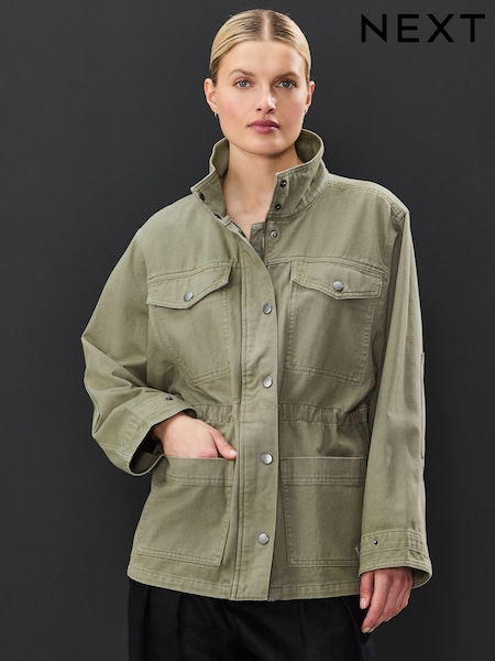ירוק חאקי - Cotton Utility Jacket (AD1903) | ‏147‏₪