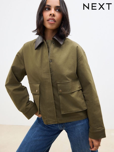 Khaki Green Contrast Collar Jacket (AD1915) | €75