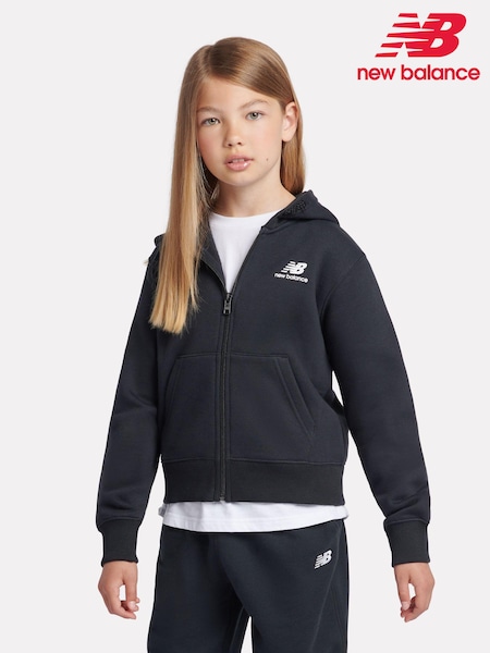 New Balance Black Girls Brush Back Graphic Zip Hoodie (AD1971) | ₪226 - ₪272
