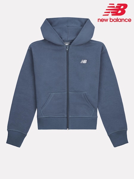 New Balance Blue Small Girls Brush Back Logo Zip Hoodie (AD1977) | ₪251 - ₪302