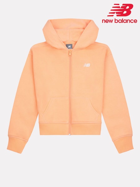 New Balance Orange Small Girls Brush Back Logo Zip Hoodie (AD1984) | ₪251 - ₪302