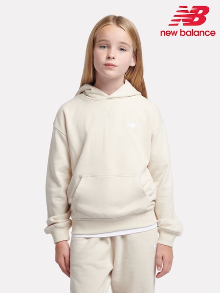 New Balance White Kids French Terry Small Logo Hoodie (AD1988) | ₪251 - ₪302
