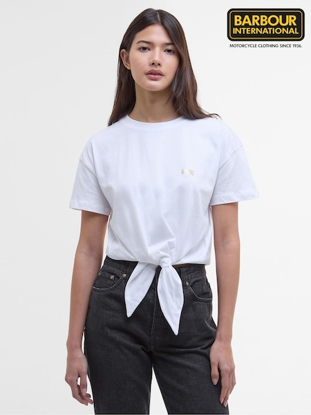 Barbour® International Soules Tie front 100% Cotton White T-Shirt (AD1993) | ₪151