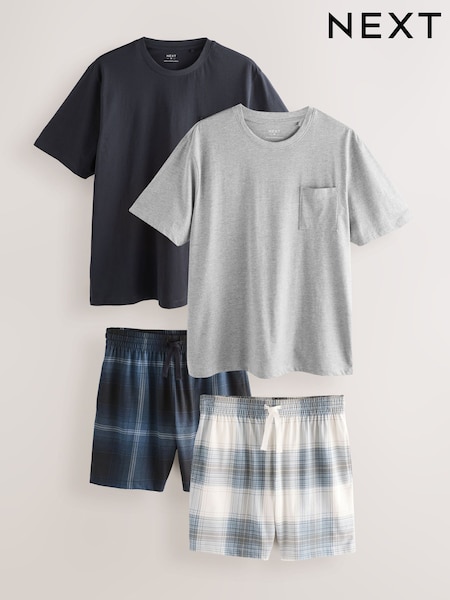 Blue/Grey Check Pyjamas Shorts 2 Pack (AD2019) | €56