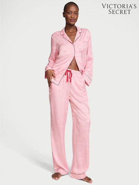 Victoria's Secret Pretty Blossom Pink Heart Satin Long Pyjama Set (AD2258) | €79