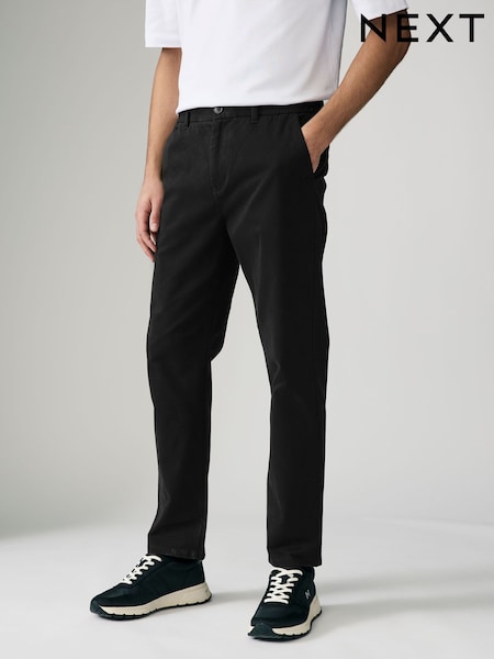 Black Slim Fit Side Elasticated Stretch Chino Trousers (AD2440) | €28