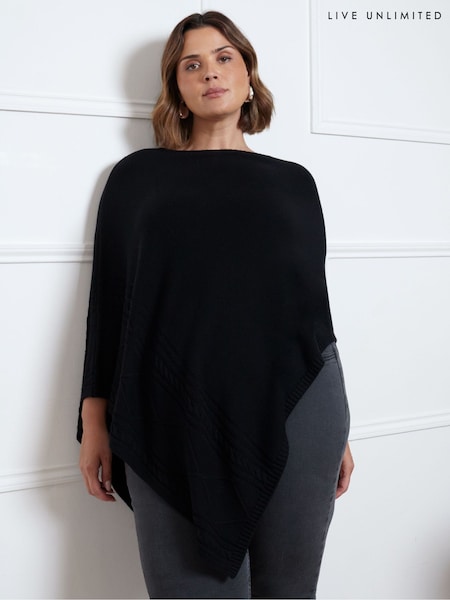 Schwarz - Live Unlimited Poncho mit Knopfdetails (AD2452) | 53 €